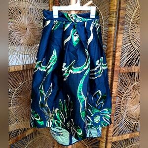 Closet London Navy and Green Floral Skirt_Size 10